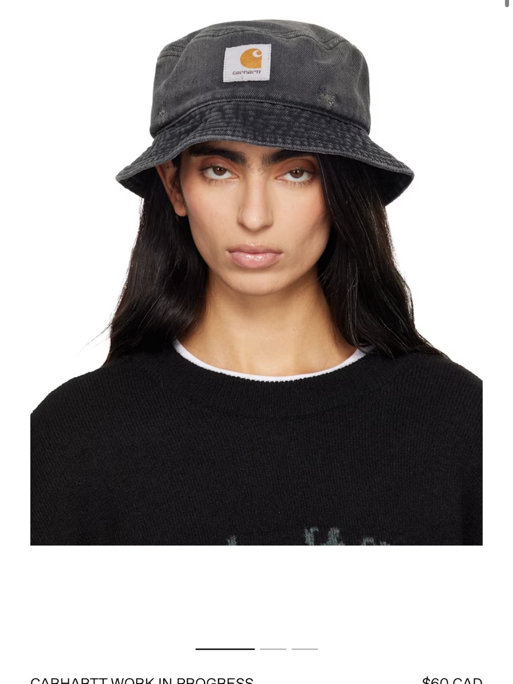 Carhartt Washed Charcoal Bucket Hat with Logo Patch - Women's